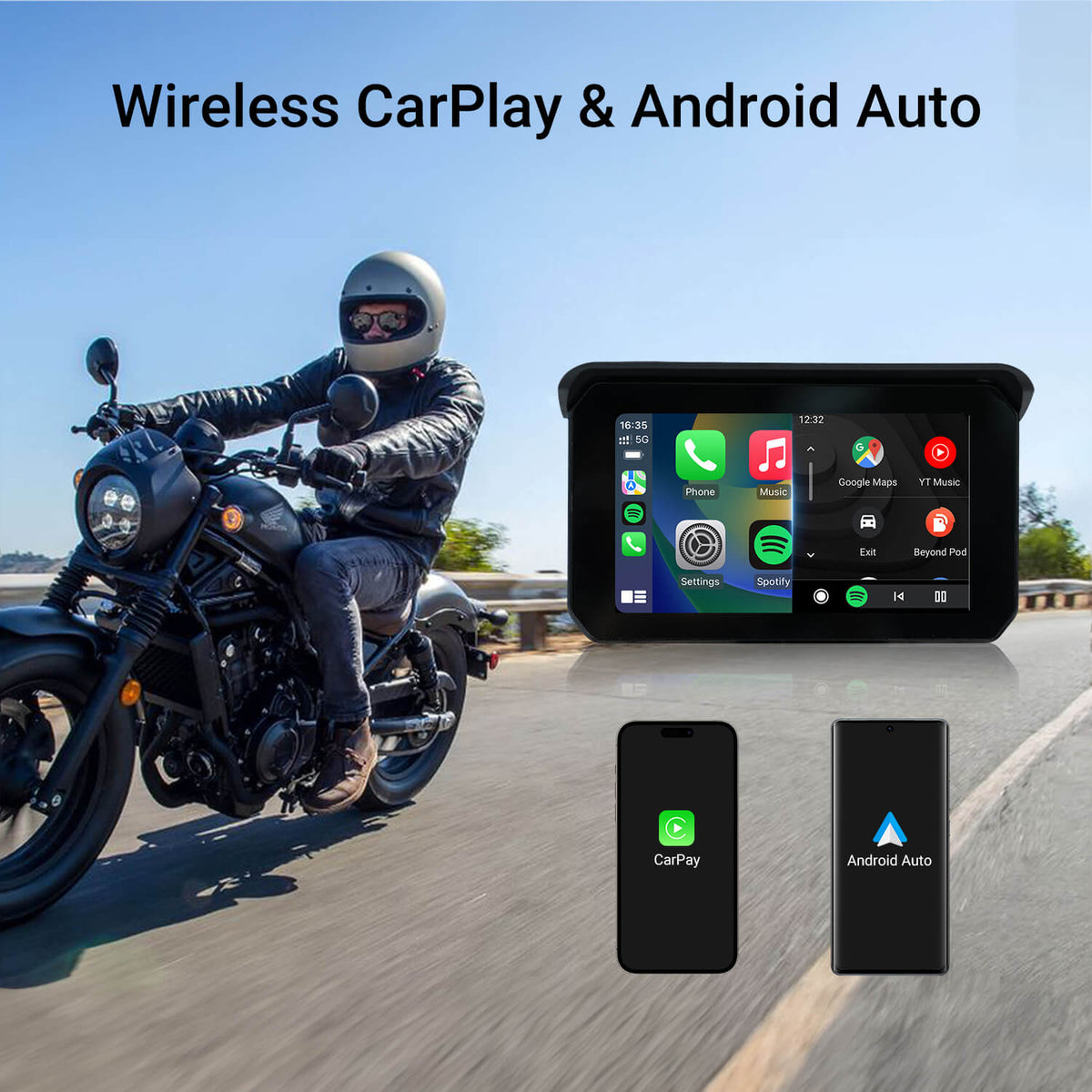 CarPlay Lite C5 SE Przenośny motocyklowy GPS Bezprzewodowy ekran CarPlay/Android Auto