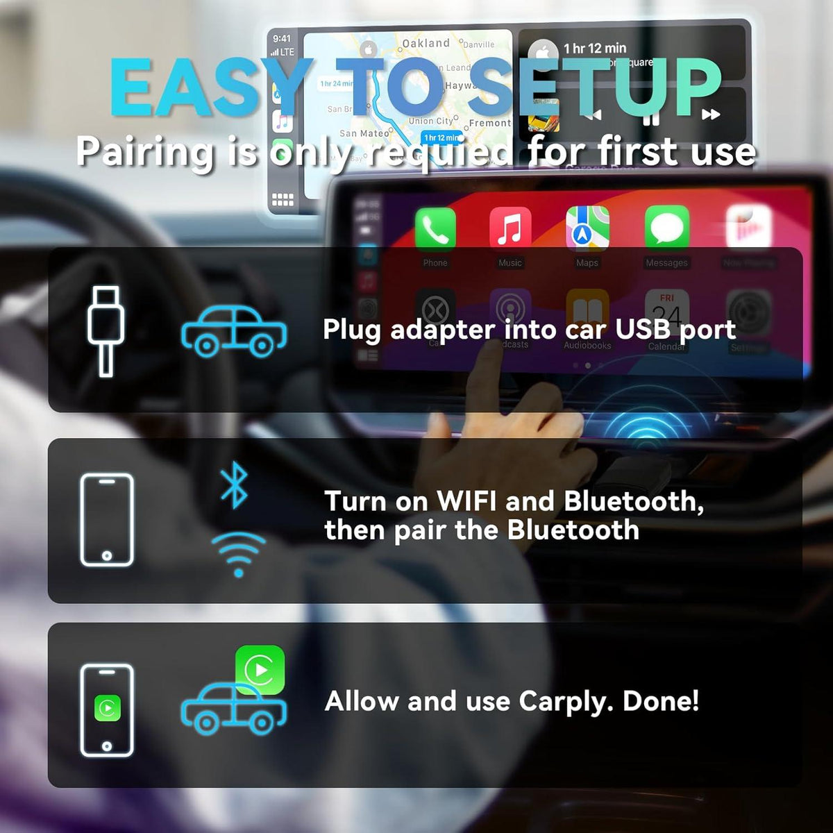 OTTOCAST Mini Bezprzewodowy adapter CarPlay/Android Auto