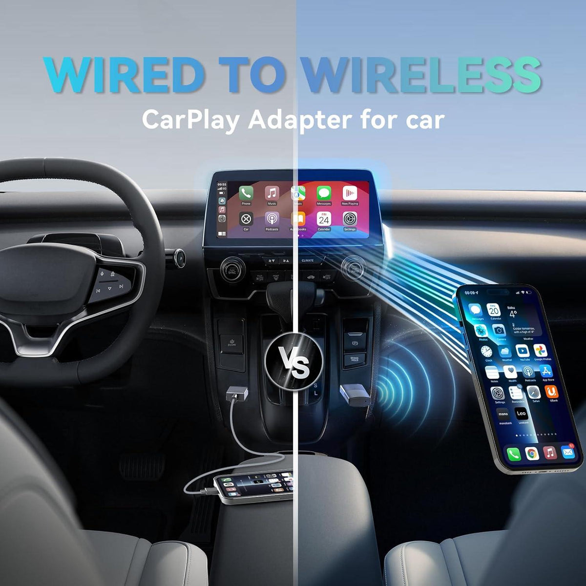 OTTOCAST Mini Bezprzewodowy adapter CarPlay/Android Auto