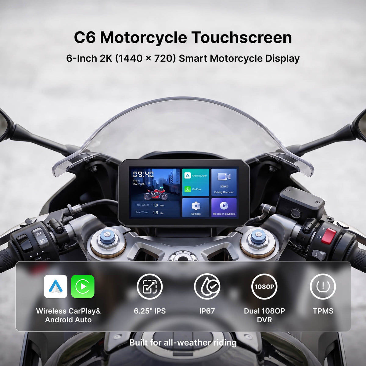 C6 Motorcycle Touchscreen