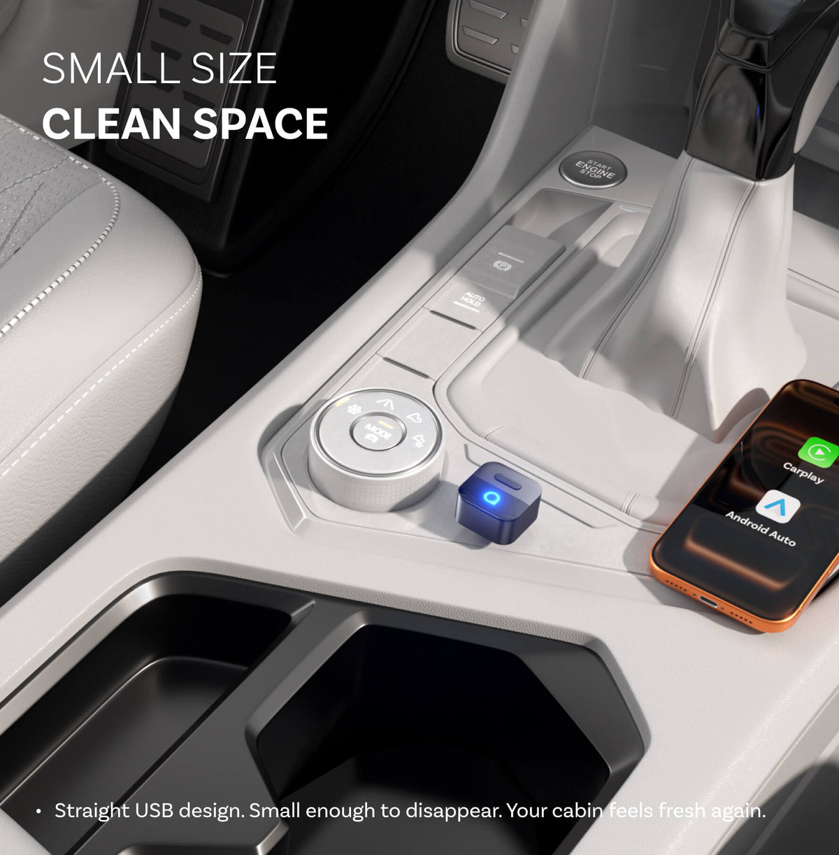 Ottocast Mini Pico bezprzewodowy adapter CarPlay/Android Auto