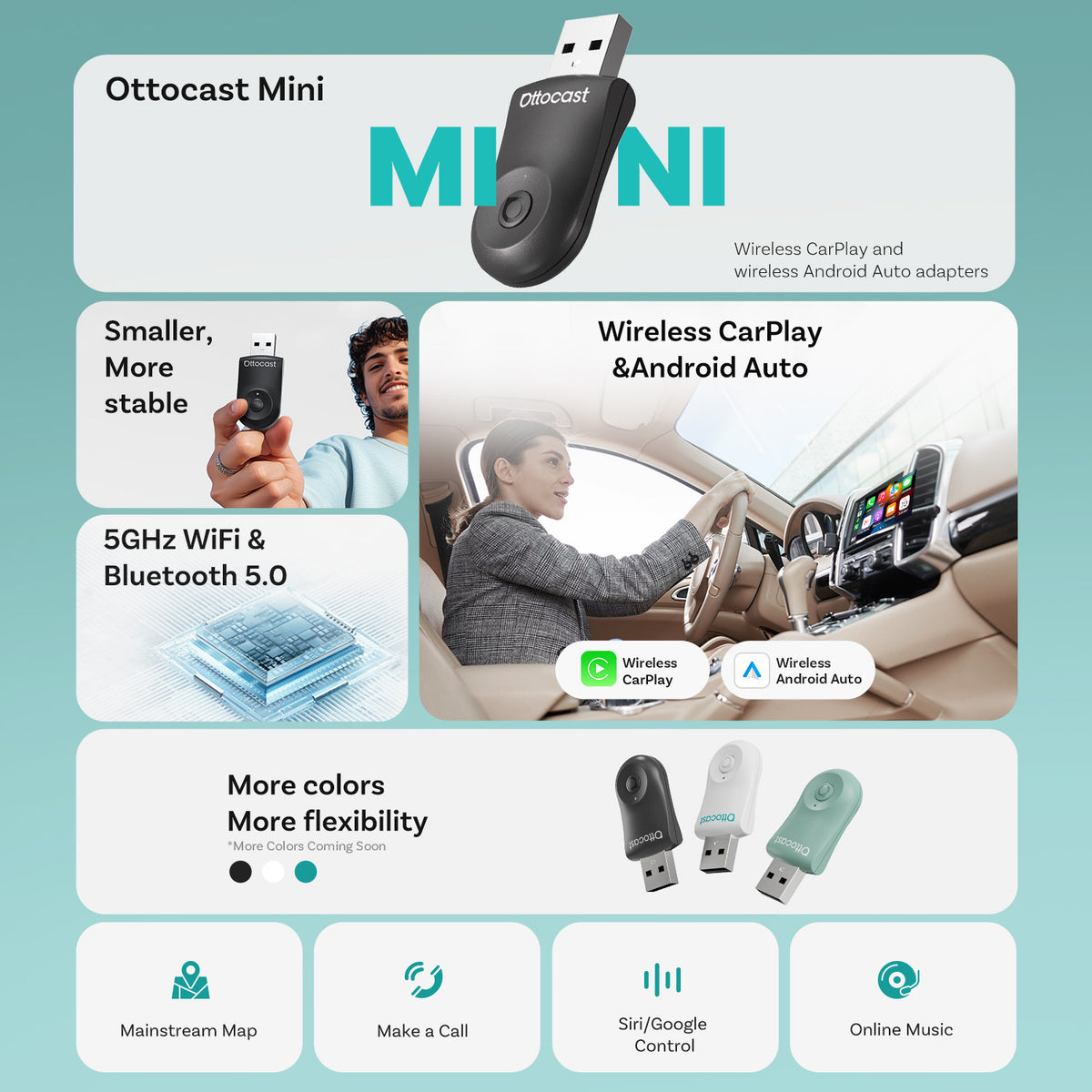 (EKSKLUZYWNA CENA) - 2-w-1 Mini bezprzewodowy adapter CarPlay/Android Auto