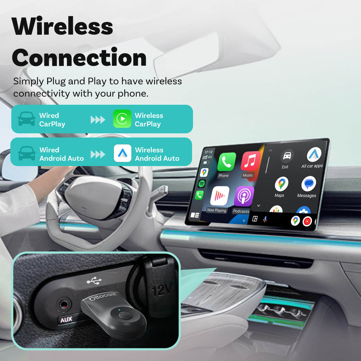 (EKSKLUZYWNA CENA) - 2-w-1 Mini bezprzewodowy adapter CarPlay/Android Auto