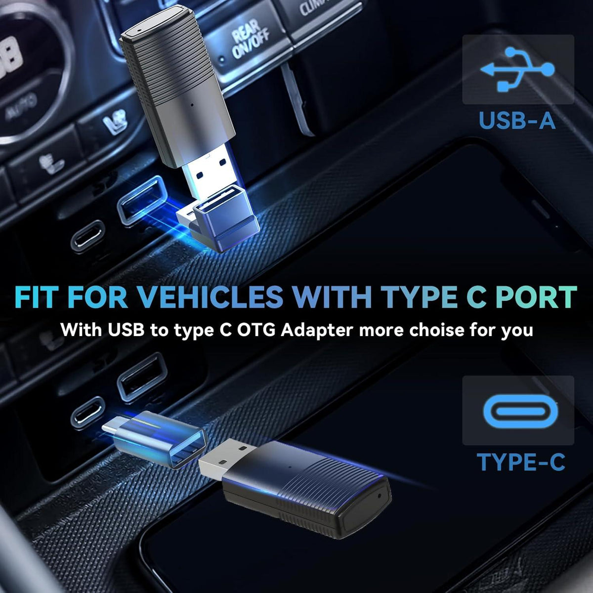 OTTOCAST Mini Bezprzewodowy adapter CarPlay/Android Auto