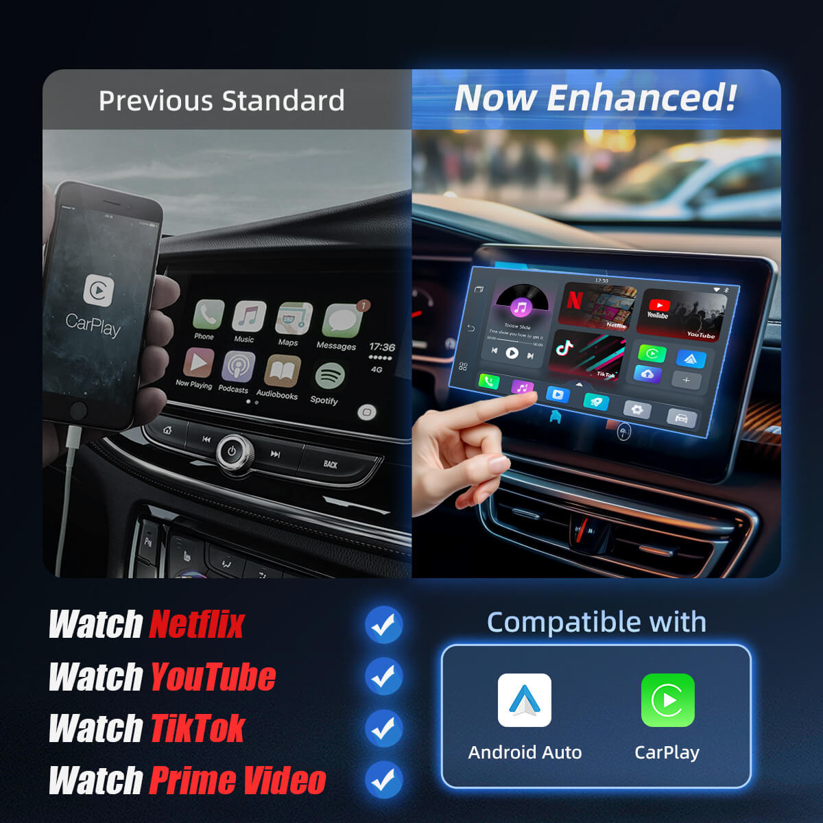 (STÓR TEORANTA) Play2Video Pro Aonad Aonair Gan Sreang CarPlay/Android Auto
