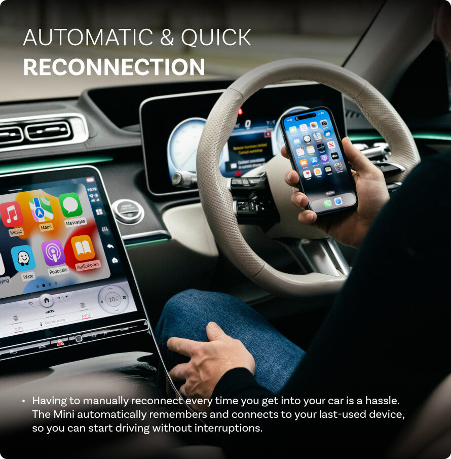 Mini trådløs CarPlay/Android Auto adapter