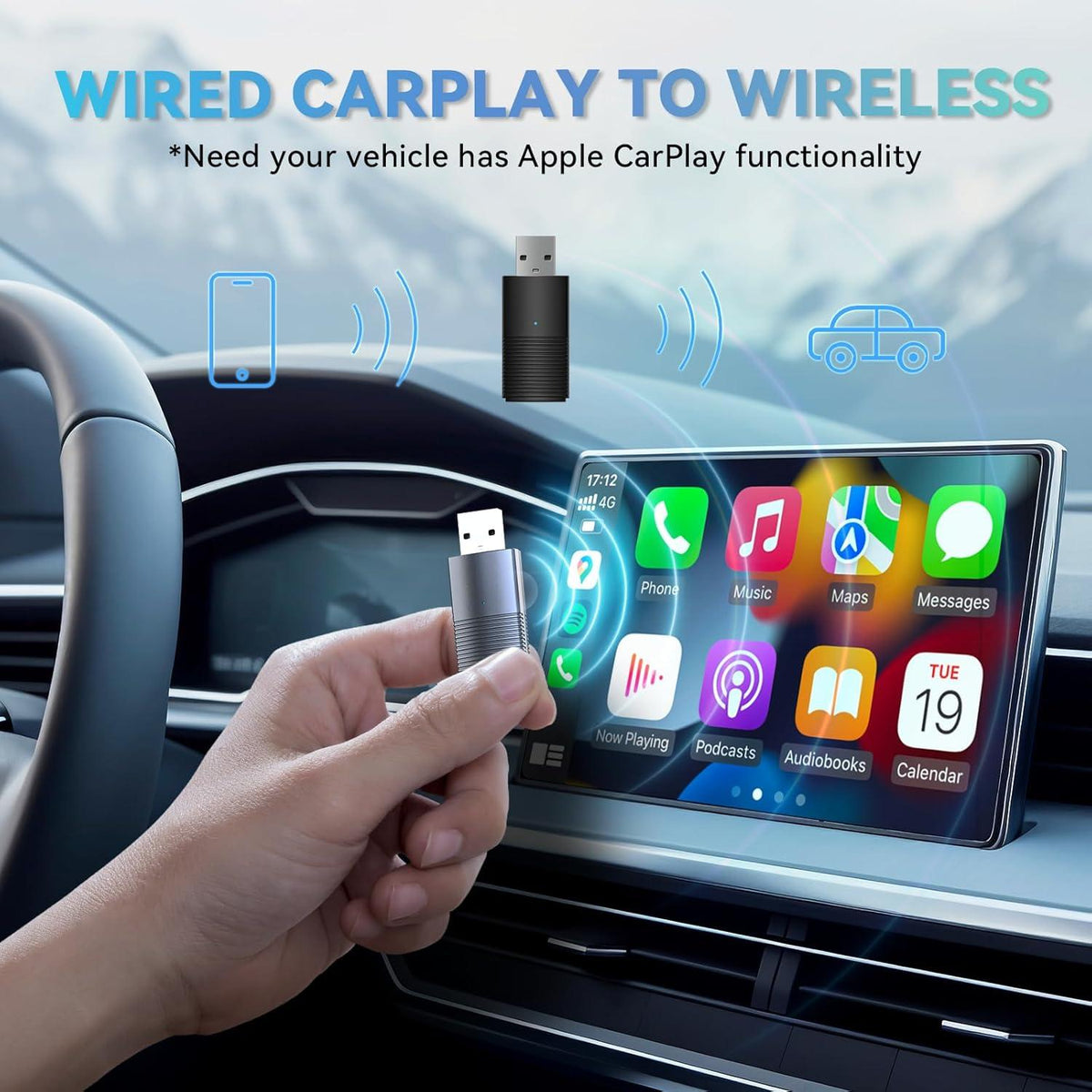 OTTOCAST Mini Bezprzewodowy adapter CarPlay/Android Auto