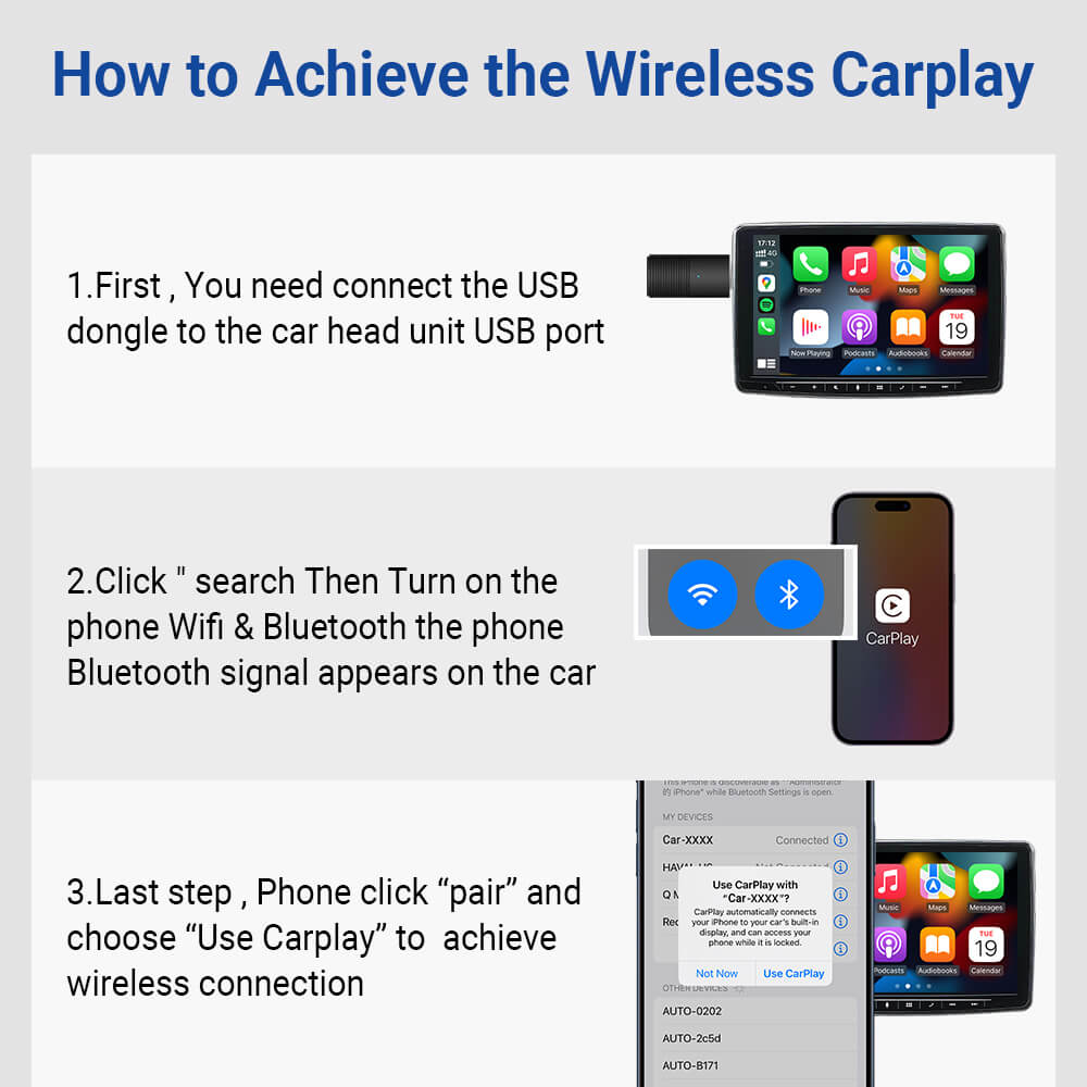 OTTOCAST Mini Bezprzewodowy adapter CarPlay/Android Auto