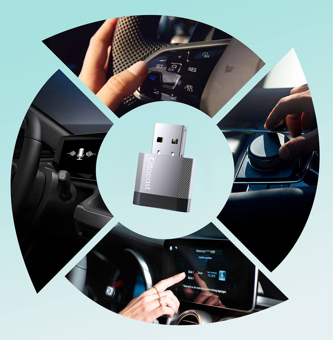 Ottocast Mini NOVA Adapter Gan Sreang CarPlay/Android Auto