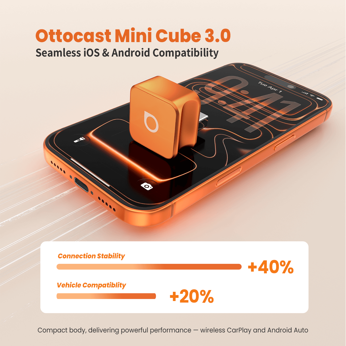 Ottocast Mini Cube 3.0-adapter - Kosmisk orange