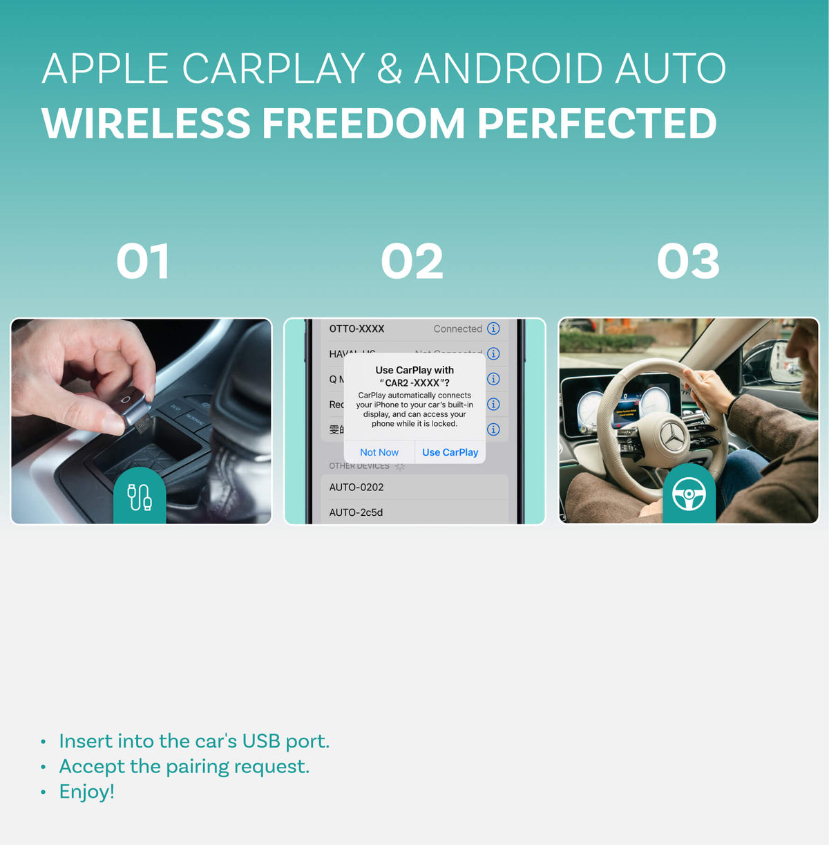 Adaptador inalámbrico Ottocast Mini Cube 3.0 CarPlay/Android Auto